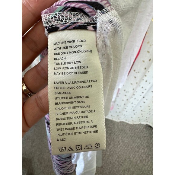 Free People Knot Me Floral Geometric Scarf Mix Media Tie-Front Blouse Top L - Picture 11 of 12